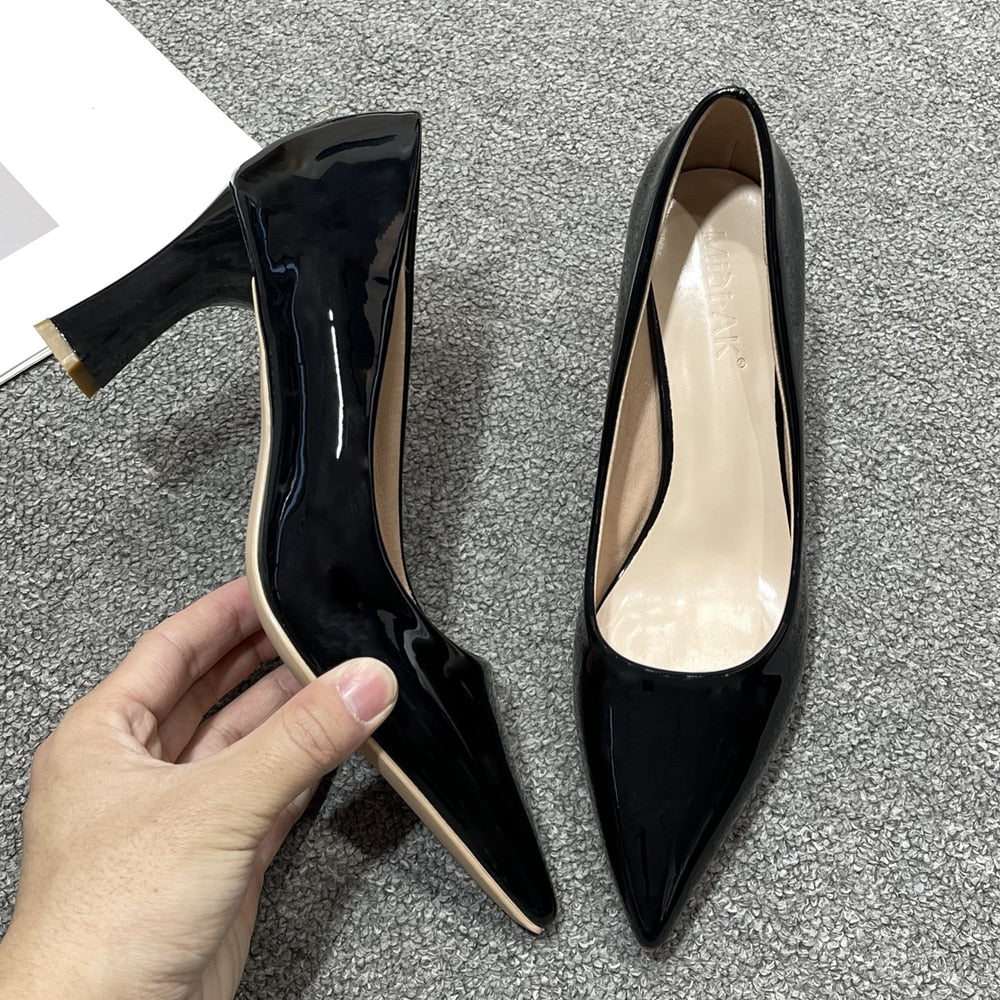 White Black Red Gold High Heels Shoes Women Fashion Pointed Toe Office Party Work Dress Pumps