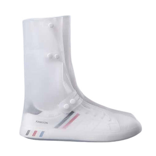 White transparent silicone shoe protection waterproof cover rain boots long summer rainy season socks protection sole slip-resis