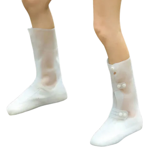 White transparent silicone shoe protection waterproof cover rain boots long summer rainy season socks protection sole slip-resis