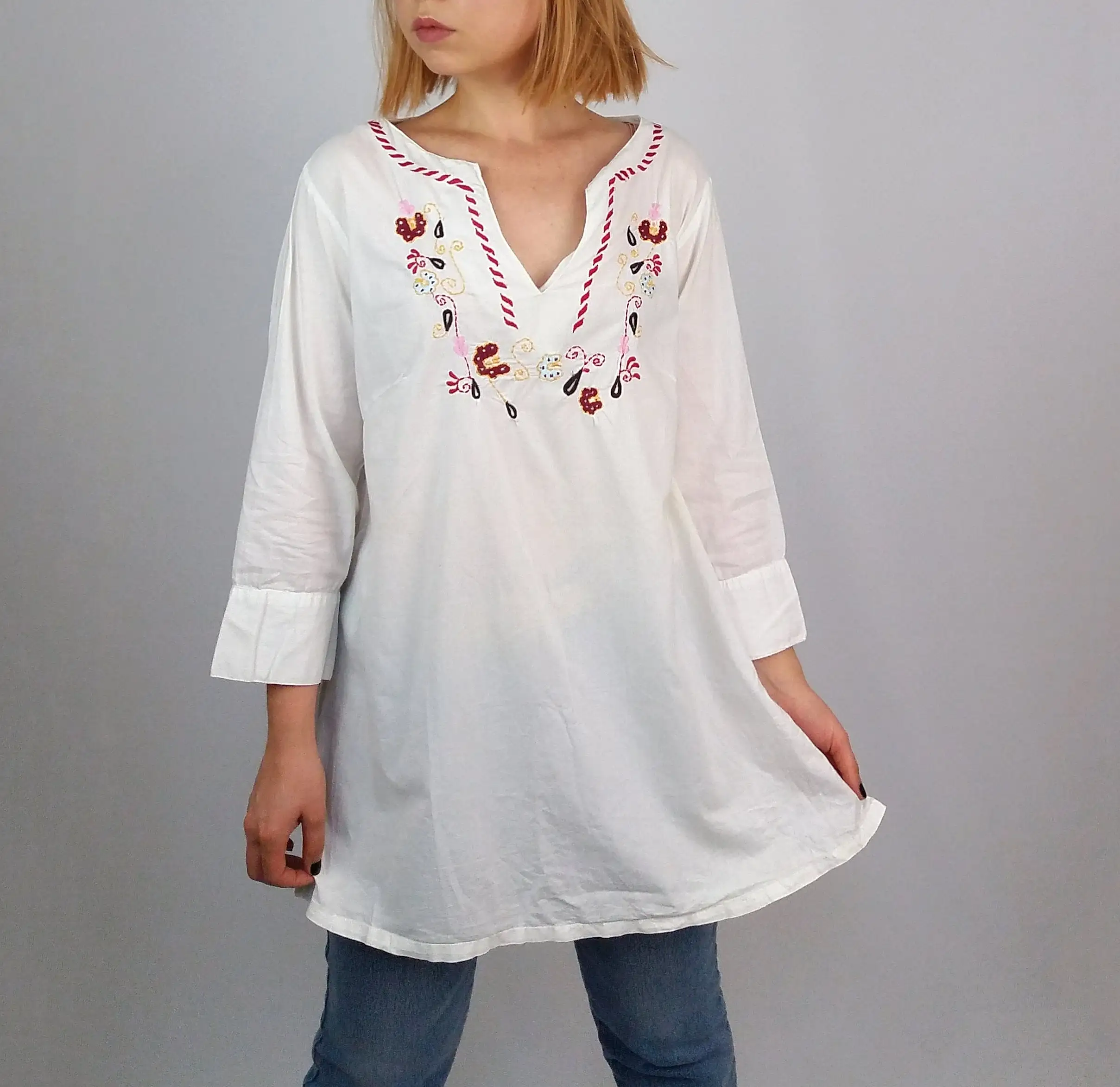 White Tunic Blouse Beach Top Kaftan