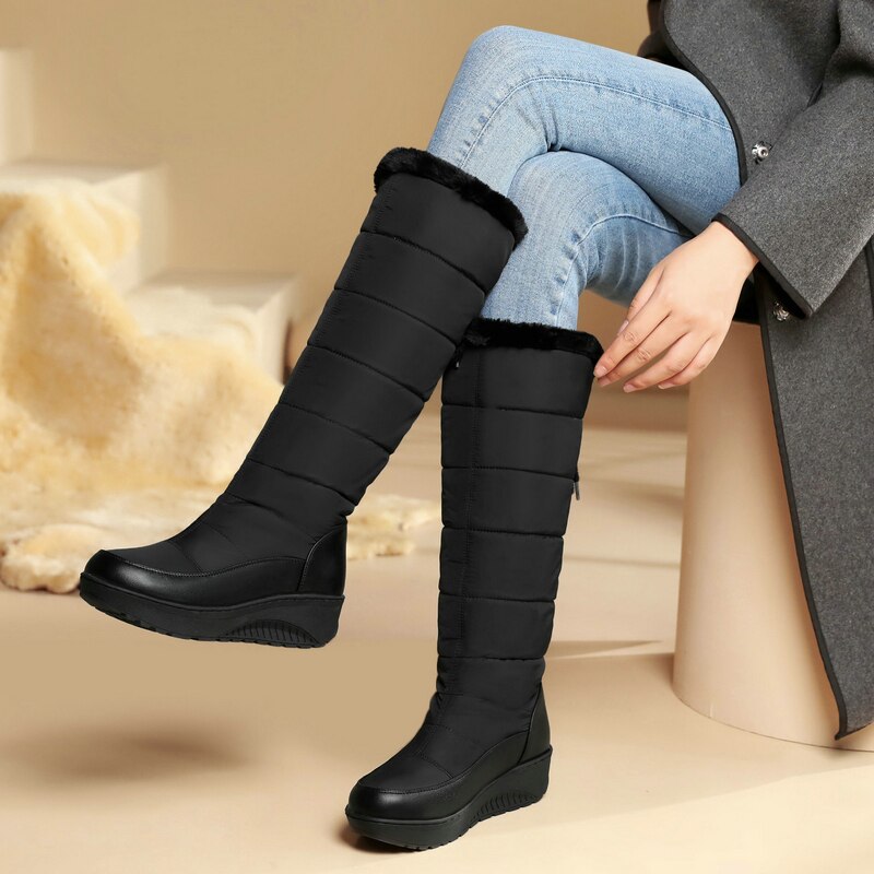 Women's Cozy Winter Snow Warm Waterproof Thick Sole Knight Boots