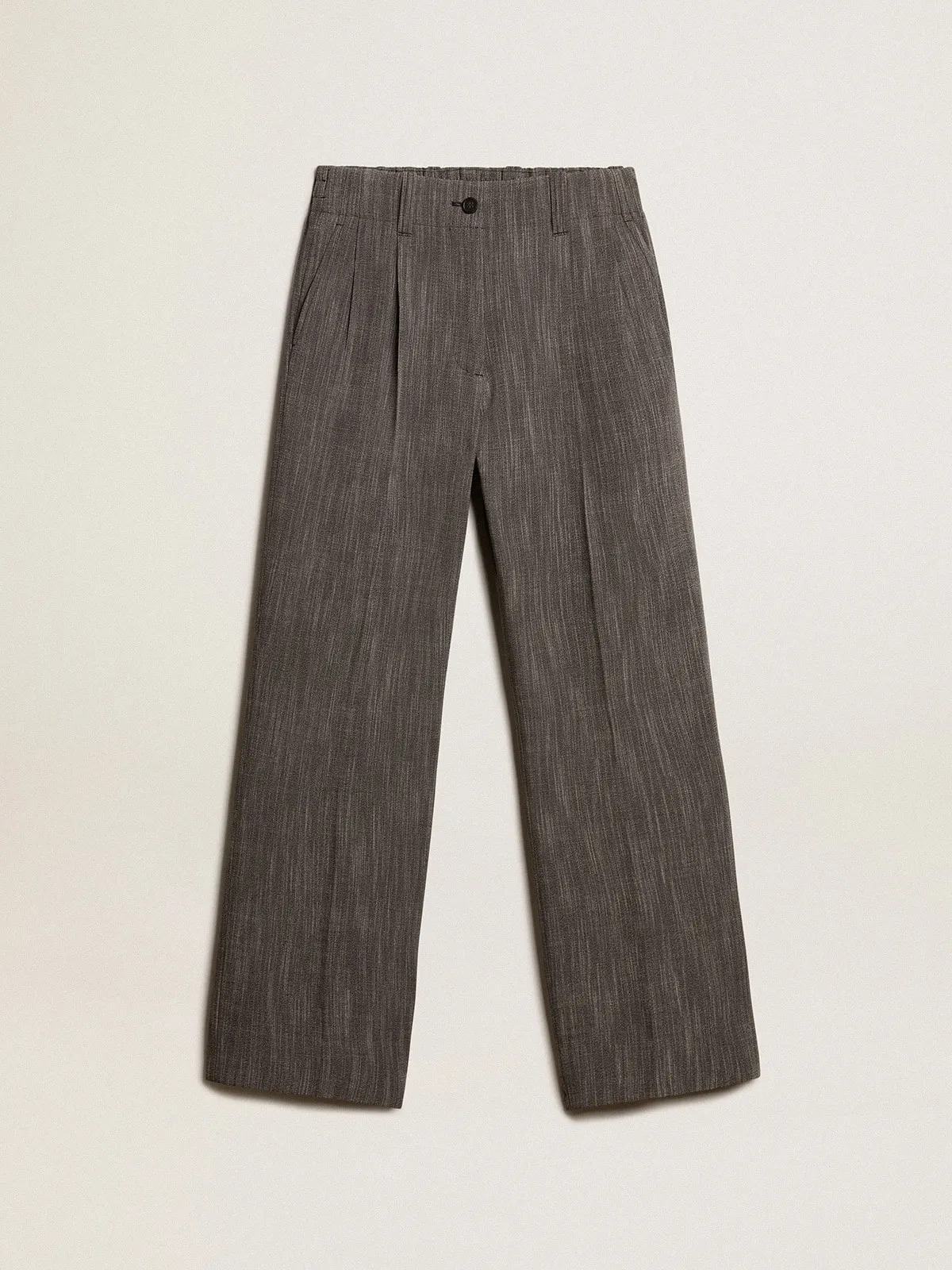 Women’s high-waisted pants in gray melange wool blend