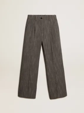 Women’s high-waisted pants in gray melange wool blend