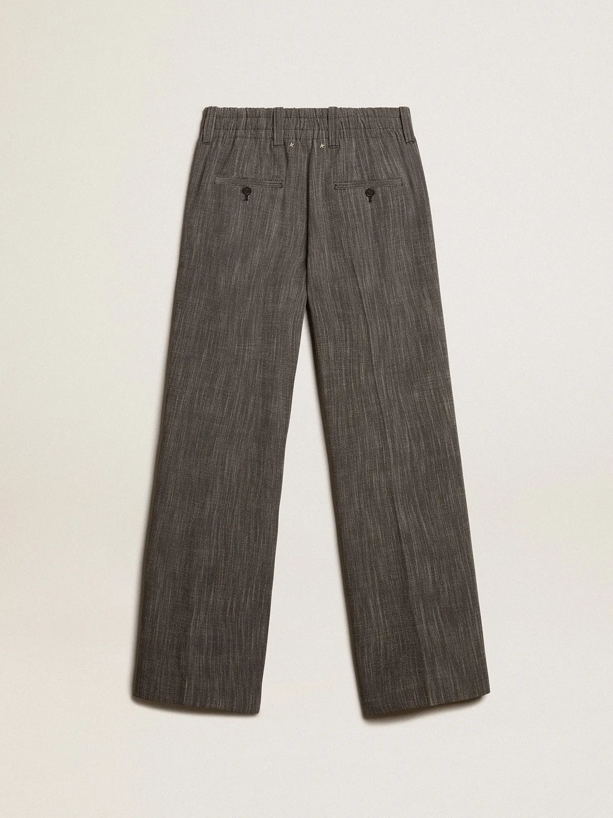 Women’s high-waisted pants in gray melange wool blend