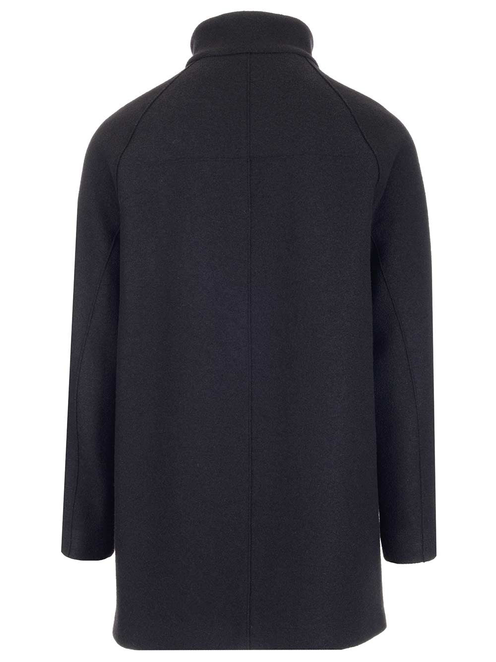 Z Zegna High-Neck Logo Patch Coat