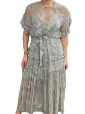 Zimmermann Gingham Check Dress with Ruffle Detail - size 1